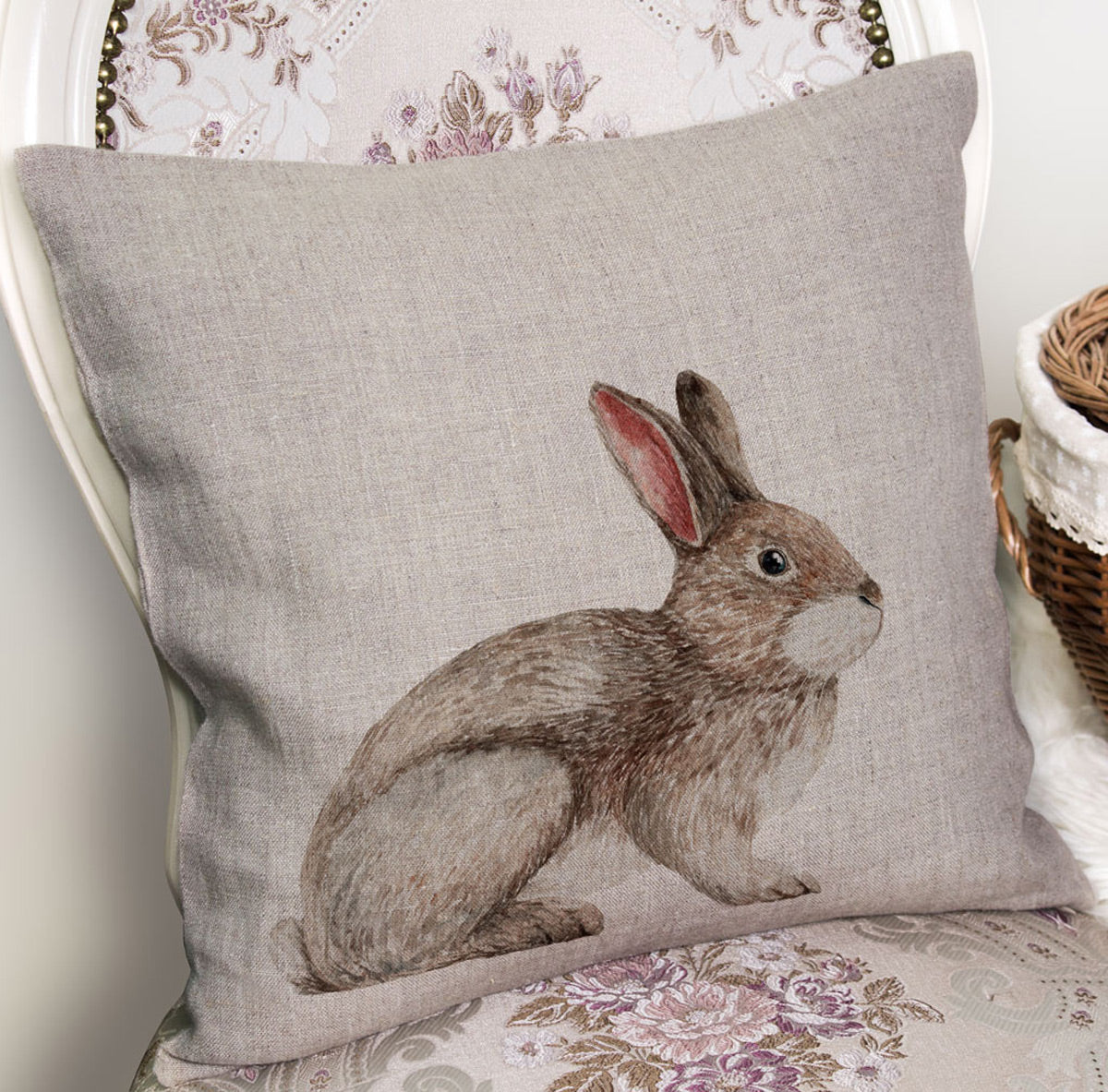 Bunny II ~ 100% Premium Linen Cushion Cover