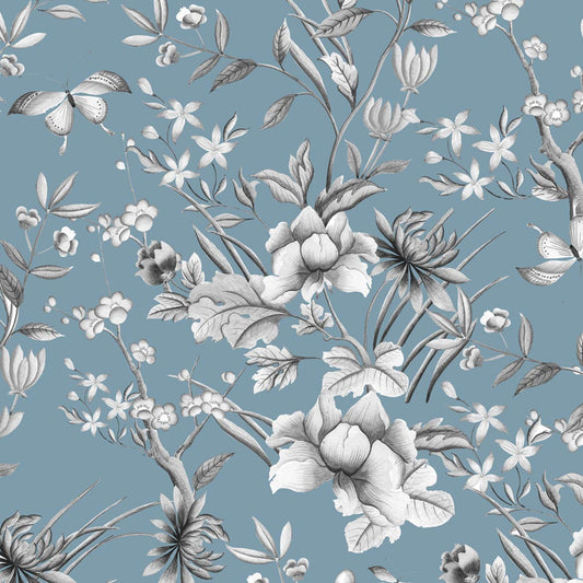 Chinoiserie botanical floral blue