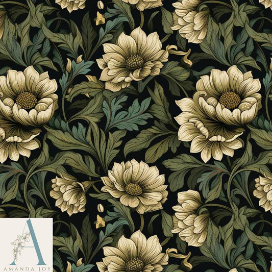 Victorian Era Vintage Floral Fabric