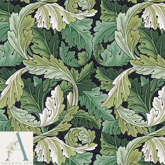 William Morris Acanthus Fabric Green
