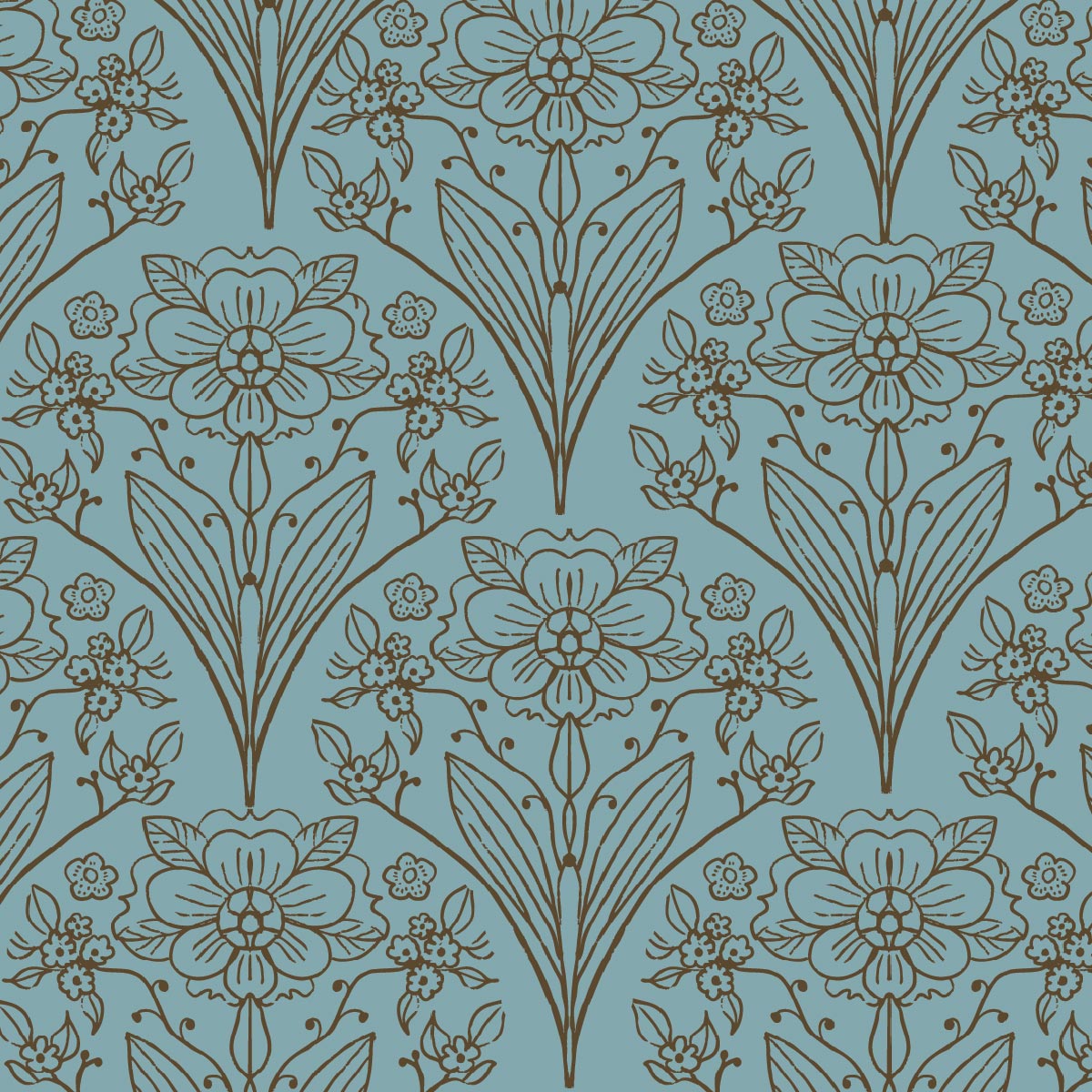 Floral Trellis in Duck Egg Blue
