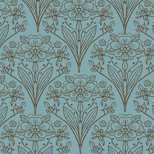 Floral Trellis in Duck Egg Blue