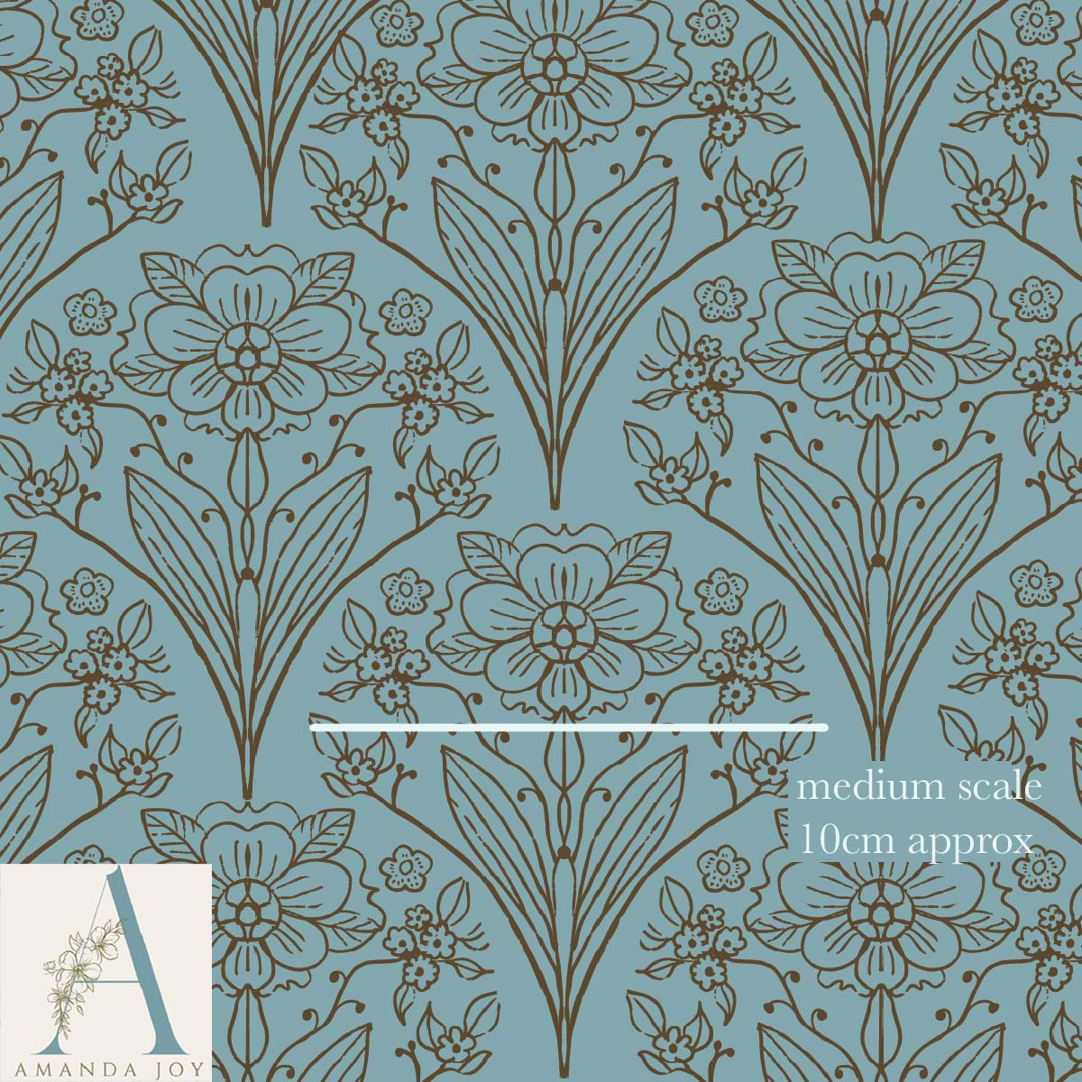 Floral Trellis in Duck Egg Blue