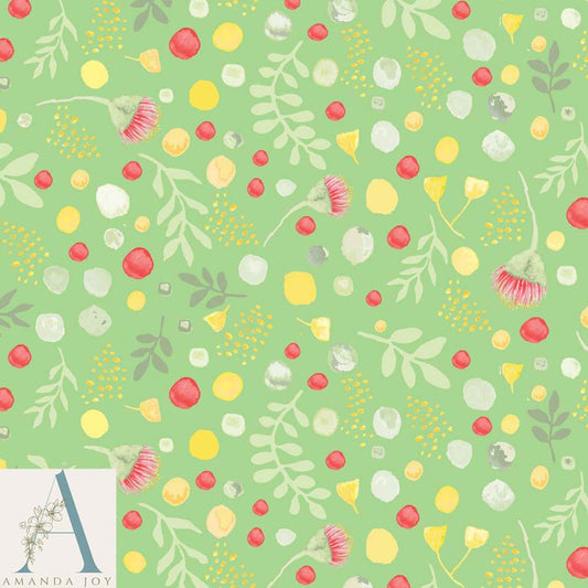 Blossoms and Berries Green