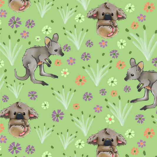 Joey Koala Garden Fabric Green