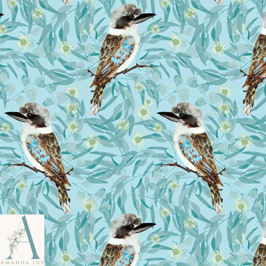 Kookaburras on Light Blue