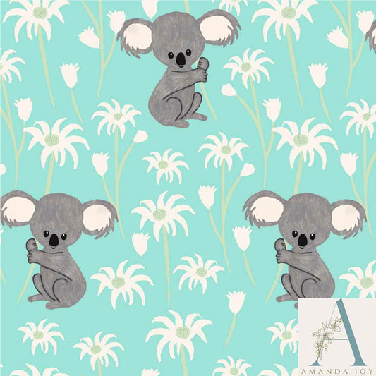 Sweet Koala & Flannel Flowers Turquoise