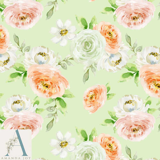 Watercolour Floral Green