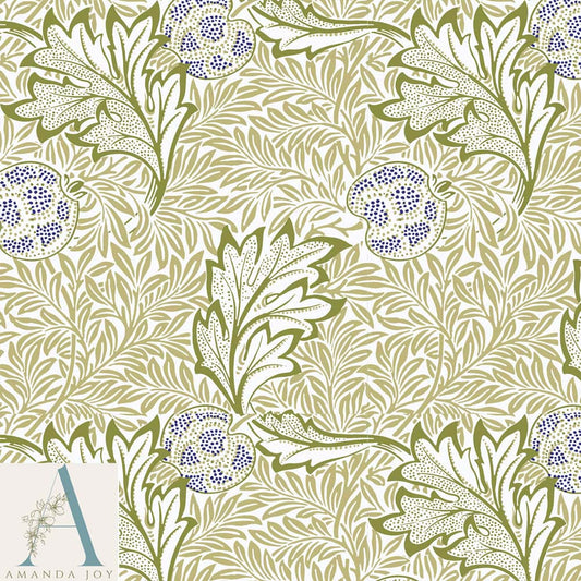 William Morris Apple Fabric in Oat