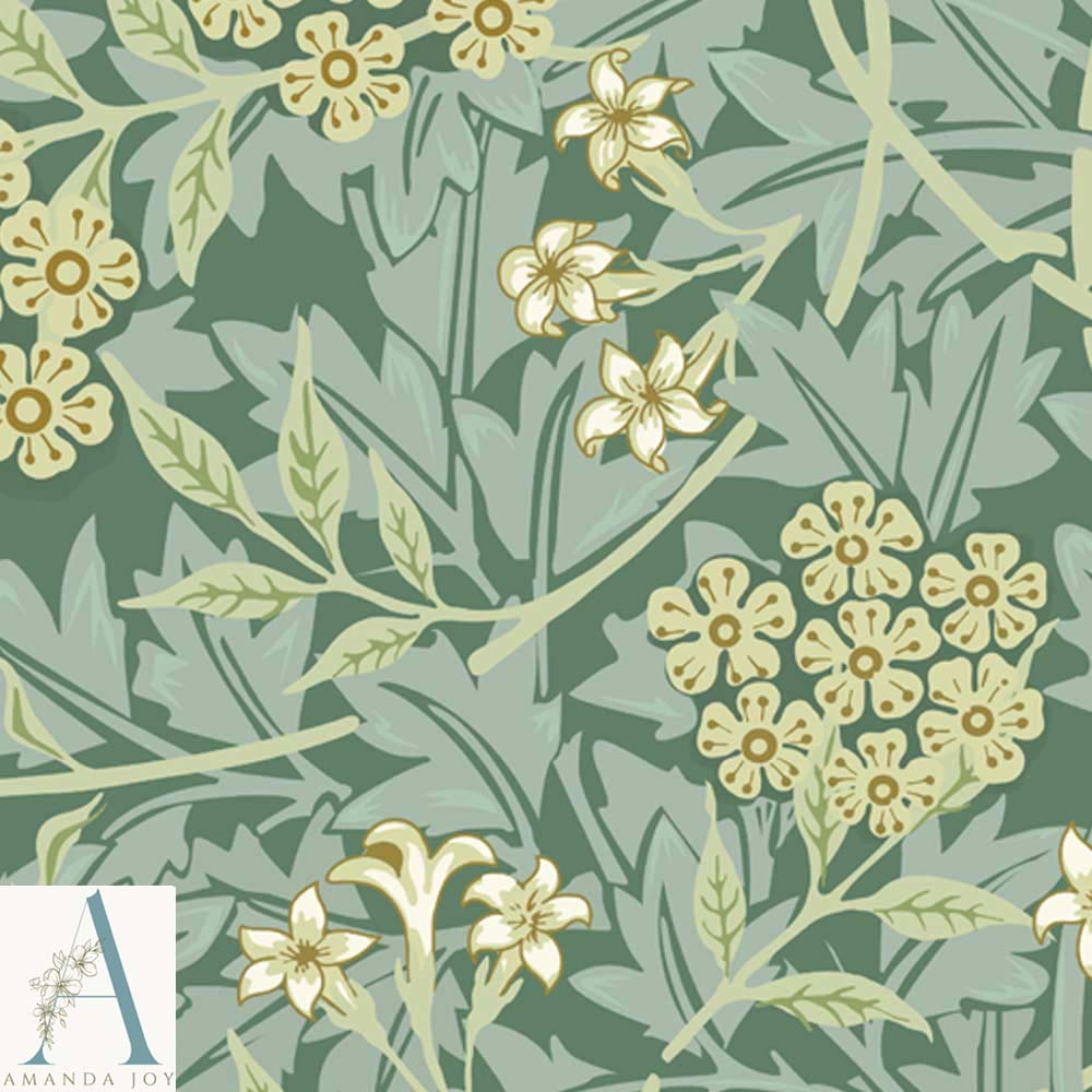 William Morris Jasmine Sage Traditional