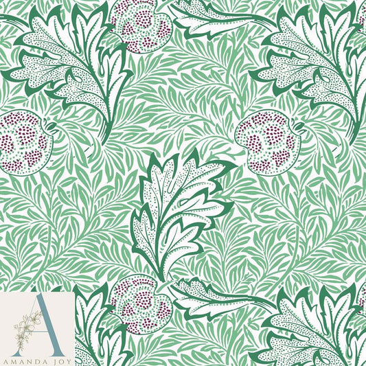 William Morris Apple Fabric Green