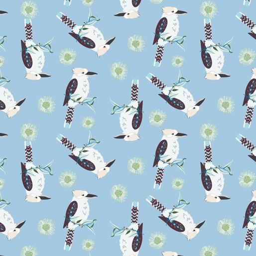Kookaburra Toss Fabric Blue