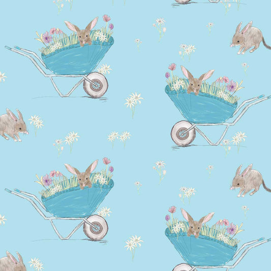 Amanda Joy Fabrics Fabric 1 metre / Cotton Sateen Bilby Barrows Blue