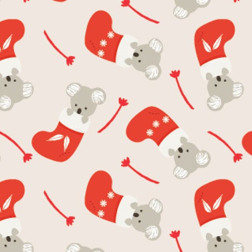 Amanda Joy Fabrics Fabric 1 Metre / Premium woven 100% cotton sateen 150gsm Koala Stockings~Australian made fabric