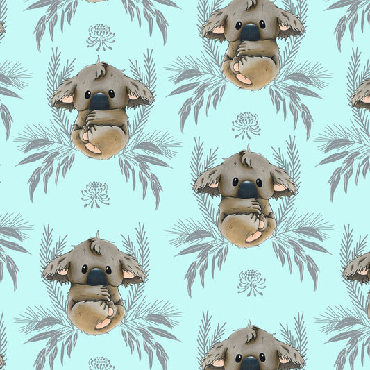 Amanda Joy Fabrics Fabric 1 metre / Premium woven cotton sateen 150gsm Baby Koala Fabric ~ Mint Green