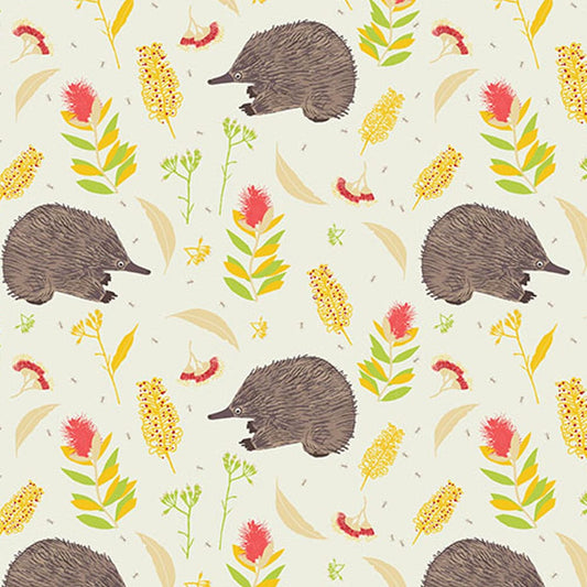 Amanda Joy Fabrics Fabric 1 Metre / Premium woven cotton sateen 150gsm Echidna Fabric Cream