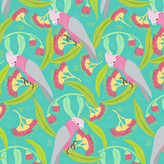 Amanda Joy Fabrics Fabric 1 Metre / Premium woven cotton sateen 150gsm Galah Fabric Green