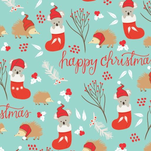 Amanda Joy Fabrics Fabric 1 Metre / Premium woven cotton sateen 150gsm Happy Christmas Fabric green