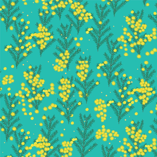 Amanda Joy Fabrics Fabric 1 Metre / Premium woven cotton sateen 150gsm Wattle Fabric Green