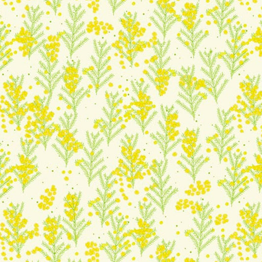 Amanda Joy Fabrics Fabric 1 Metre / Premium woven cotton sateen 150gsm Wattle Fabric on cream