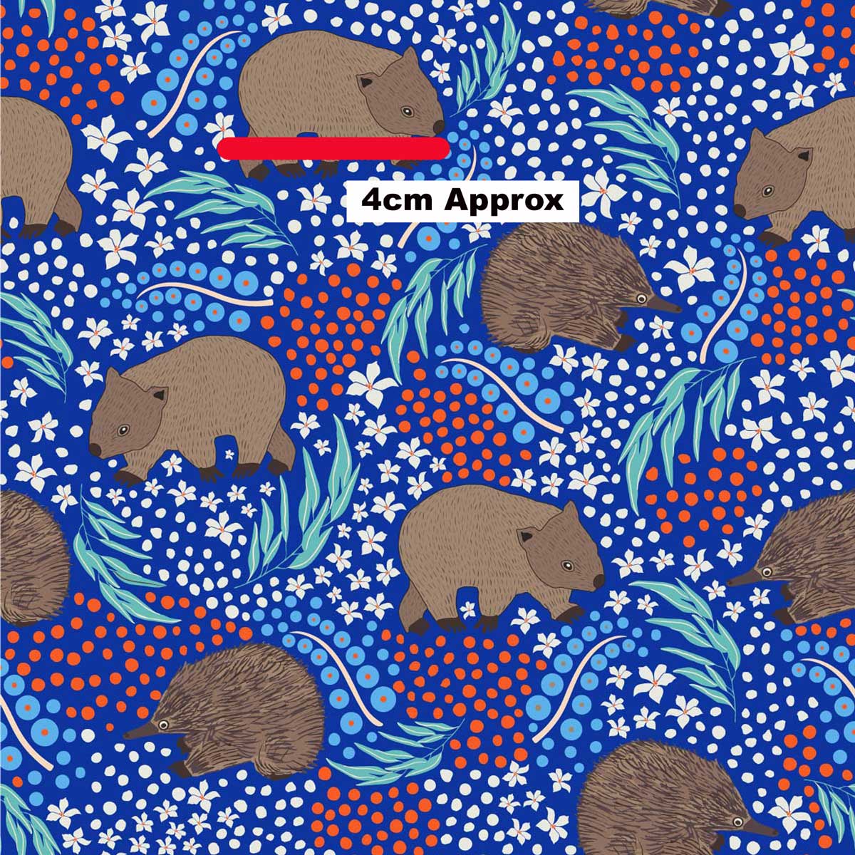 Amanda Joy Fabrics Fabric 1 Metre / Premium woven cotton sateen 150gsm Wombat & Echidna Blue