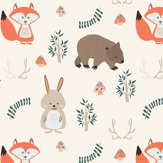 Amanda Joy Fabrics Fabric 1 Metre / Premium woven cotton sateen 150gsm Woodlands Wombat Cream