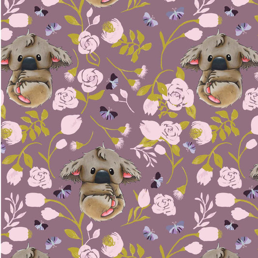 Amanda Joy Fabrics Fabric 50cm Boho Baby Koala Fabric Purple