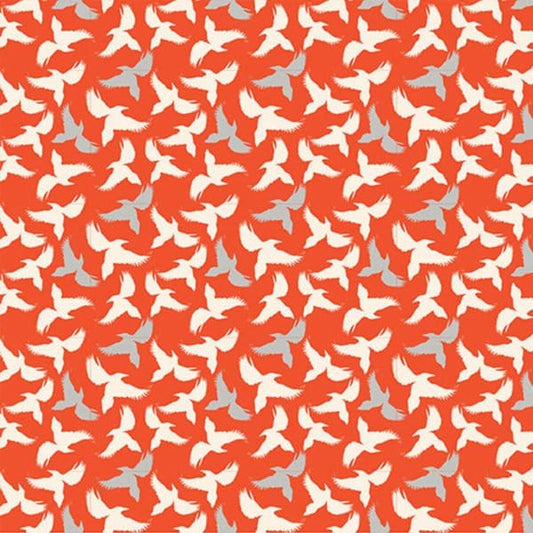 Amanda Joy Fabrics Fabric Bird Swoop Silhouette in Red