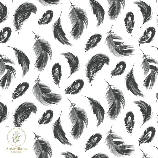 Amanda Joy Fabrics Fabric Premium Quality Woven Cotton sateen 150gsm / 1 Metre / White Feathers