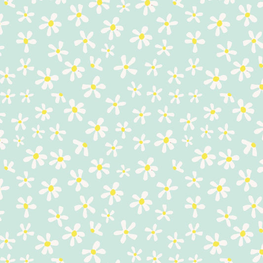 Amanda Joy Fabrics Fabric Premium Woven Cotton sateen 150gsm / 1 Metre Daisy on Green