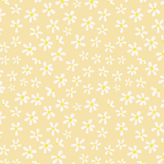 Amanda Joy Fabrics Fabric Premium Woven Cotton sateen 150gsm / 1 Metre Daisy on yellow